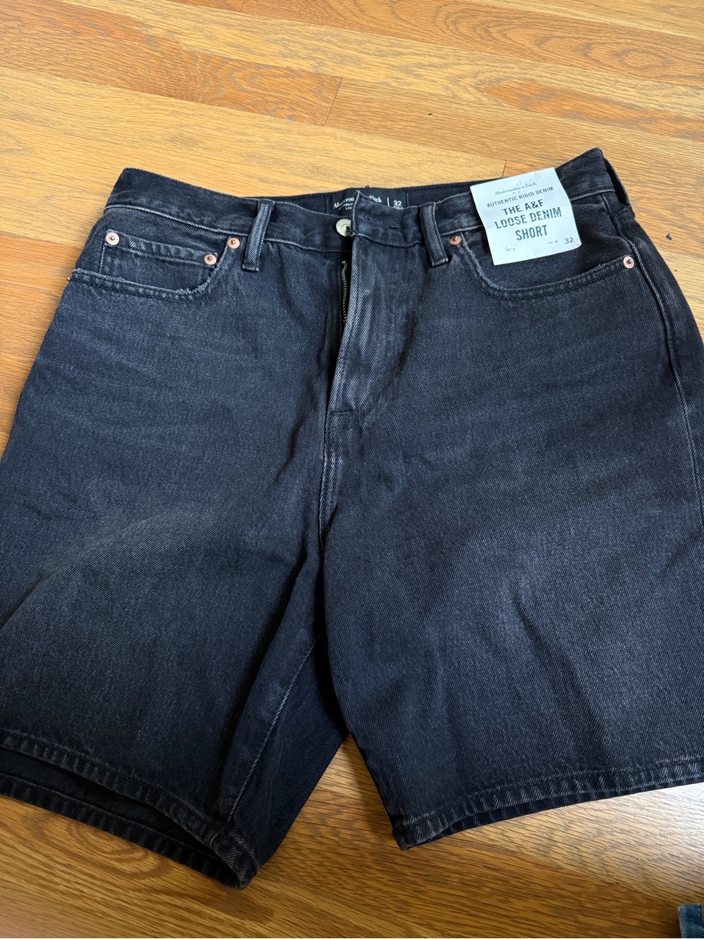 Abercrombie & Fitch Black Loose Denim Shorts